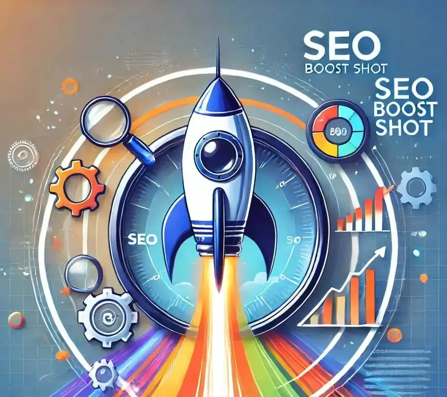 SEO Boost Shot - Illustration d'une fusée décollant d'un cadran